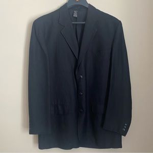 Claiborne Men’s Black Linen blend Sports coat 42L Made in Italy with lining